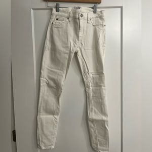 Hudson mid rise nico super skinny ankle white jeans